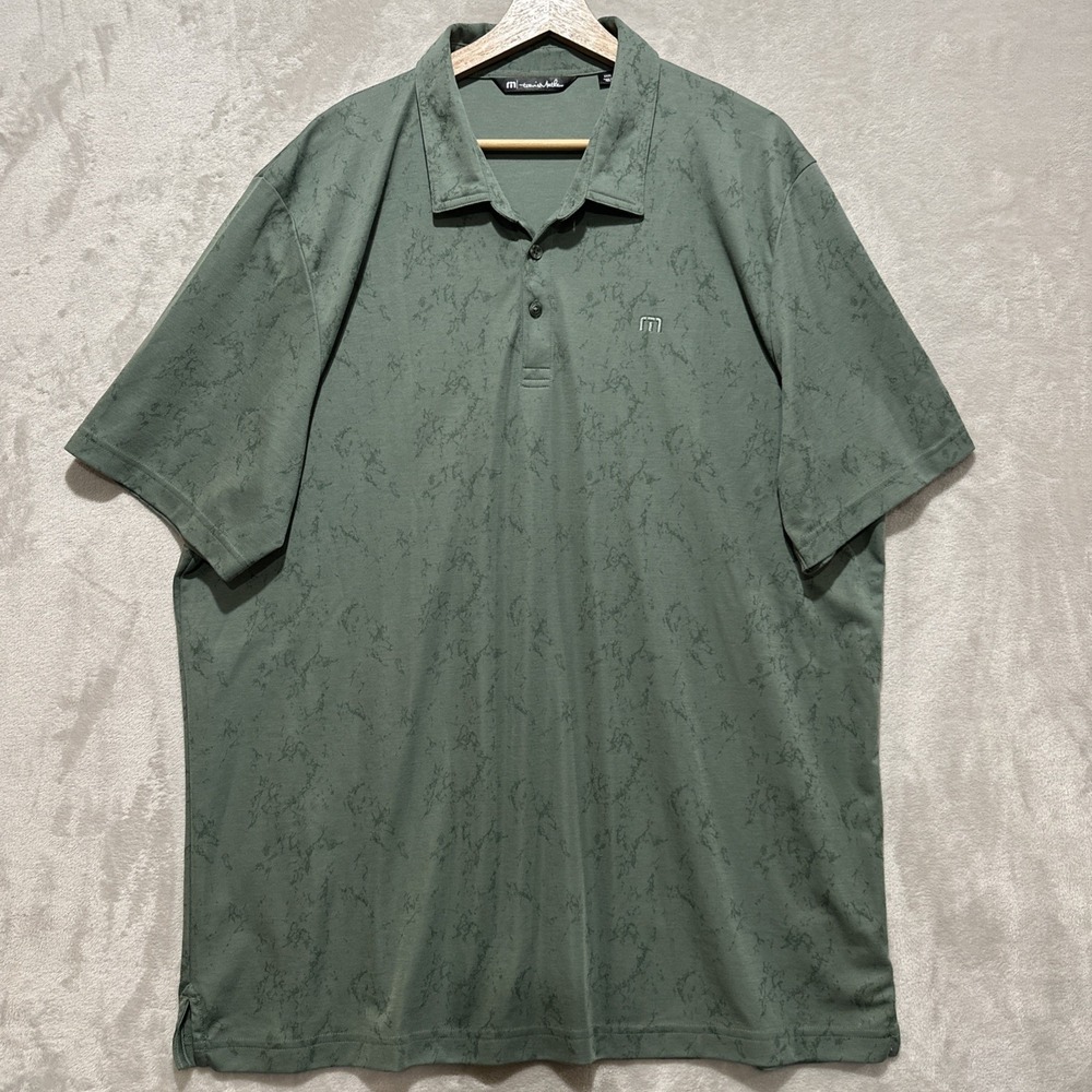 Travis Mathew Warmer Tides Scoop Polo Shirt Men's 3XL Green Performance Golf